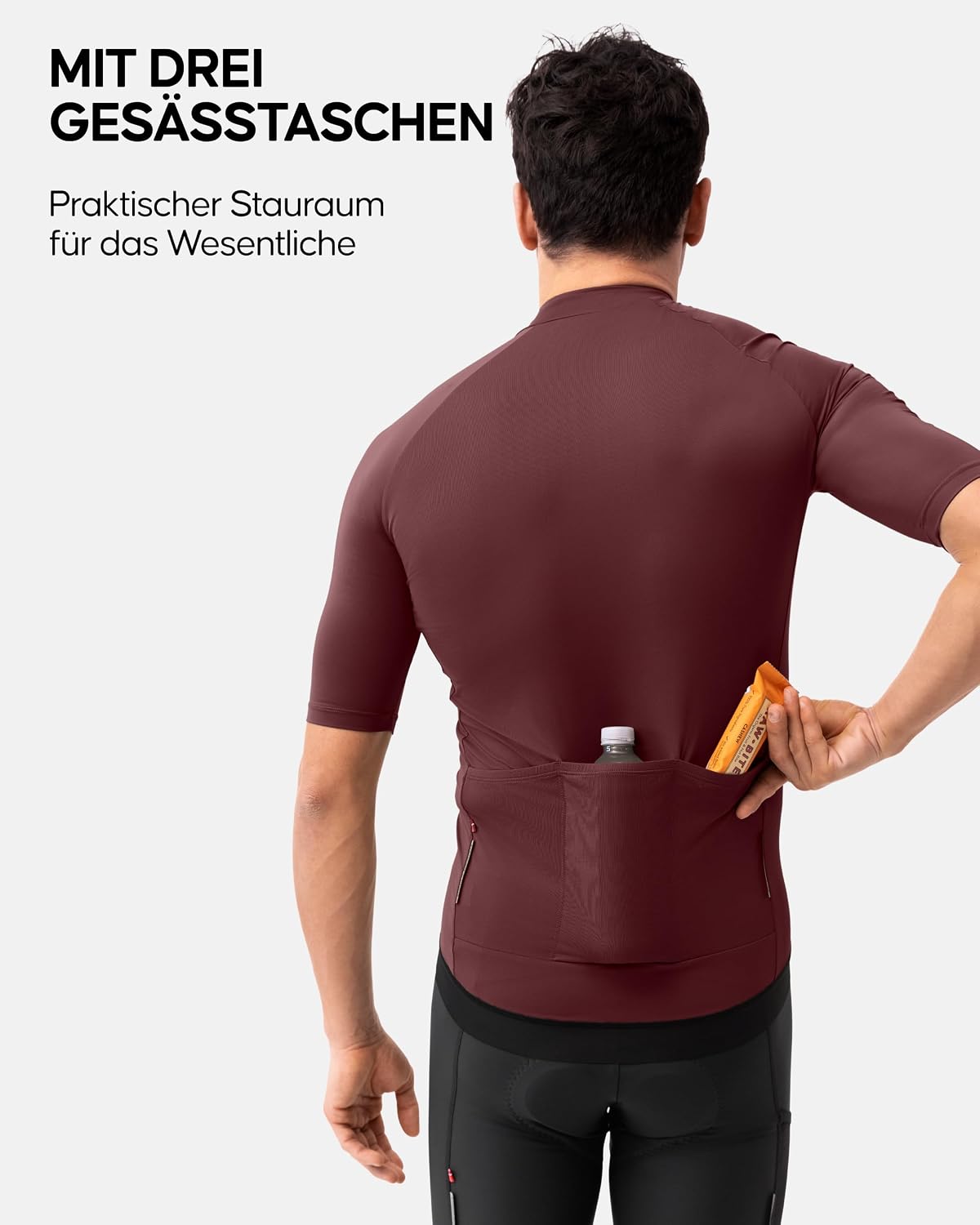 Detalle de DANISH ENDURANCE Kurzarm-Radtrikot Herren mit Reißverschluss – Schnelltrocknendes Radtrikot mit Taschen