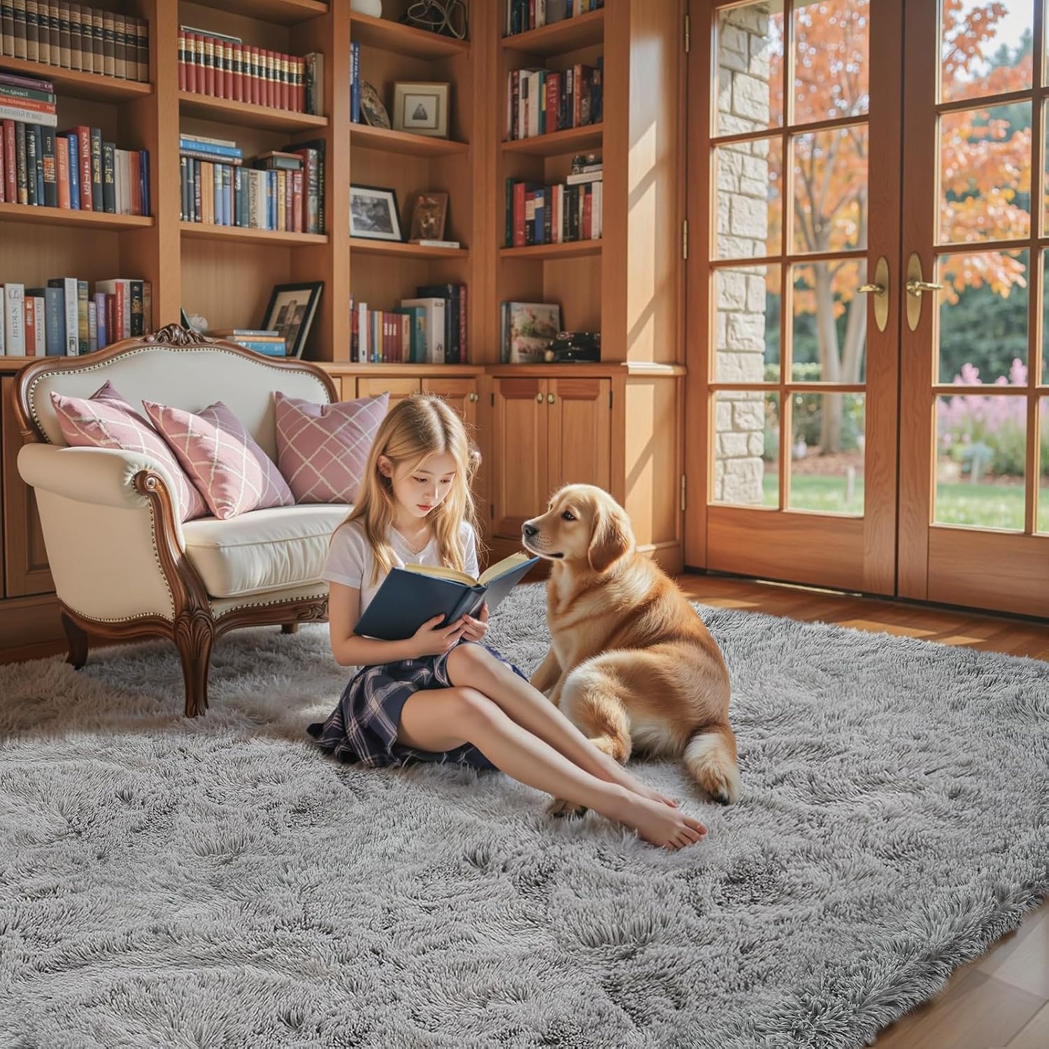 Detalle de junhejiamei 8x10 Shaggy Area Rug for Bedroom 🏡