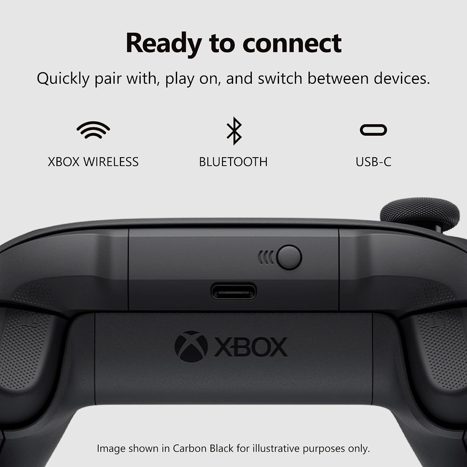 Detalle de Xbox Wireless Gaming Controller, Shock Blue — Modernized design with textured grips and versatile connectivity