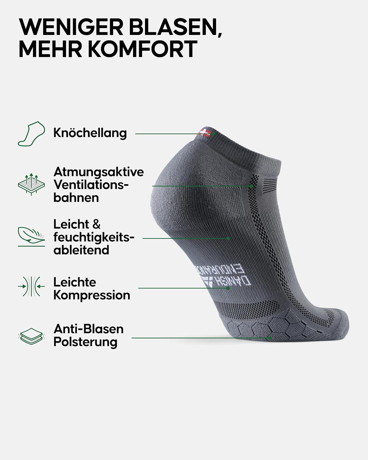 Thumbnail 1 de DANISH ENDURANCE Kurze Laufsocken für Sommer: atmungsaktive Sport-Socken mit leichter Kompression