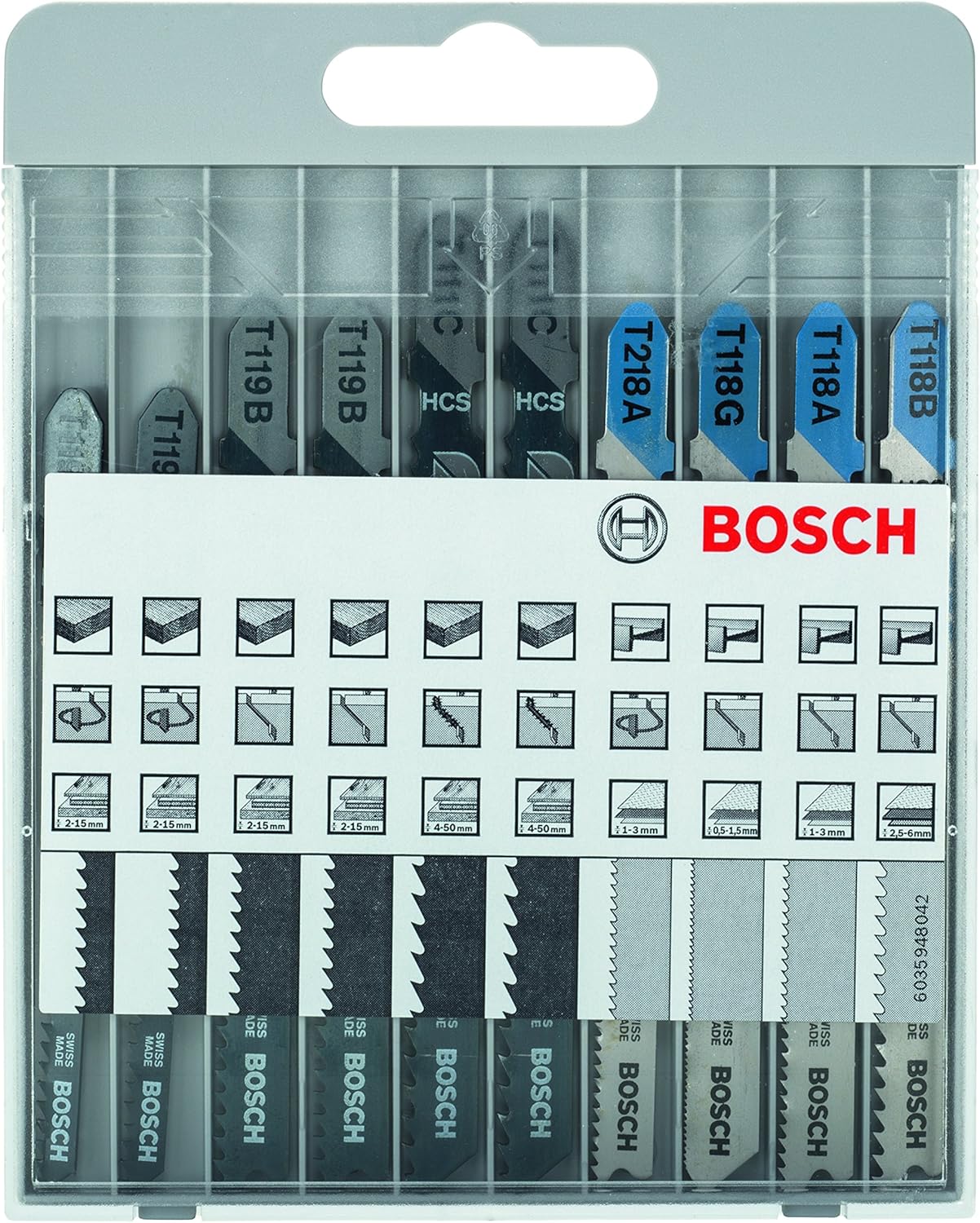 Detalle de Bosch Accessories – Jeu de 10 lames de scie sauteuse Basic (bois et métal)