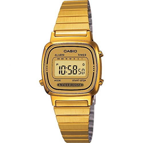 Detalle de Casio Reloj Cuarzo para Mujer LA670WEGA-9EF: dial LCD, 23 mm, correa de acero y acabado oro