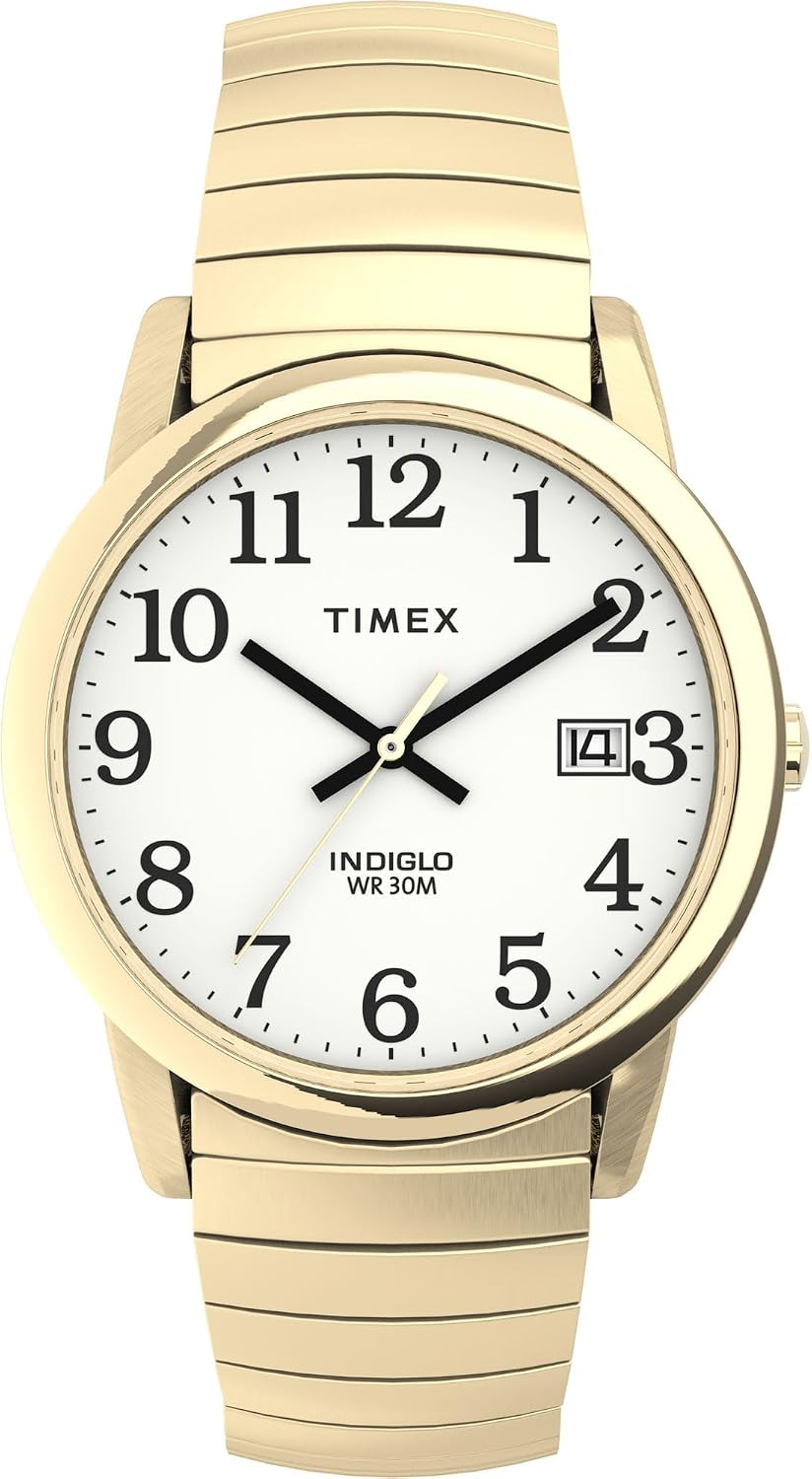 Detalle de Timex Easy Reader Herren-Armbanduhr T2H451 – Edelstahl, 35 mm, Datumsfenster