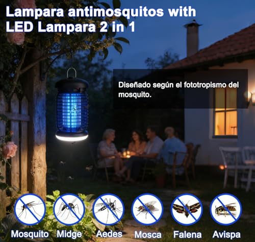 Thumbnail 1 de WUEAOA Lámpara antimosquitos con iluminación LED – 15W UV, 4200V, IPX4