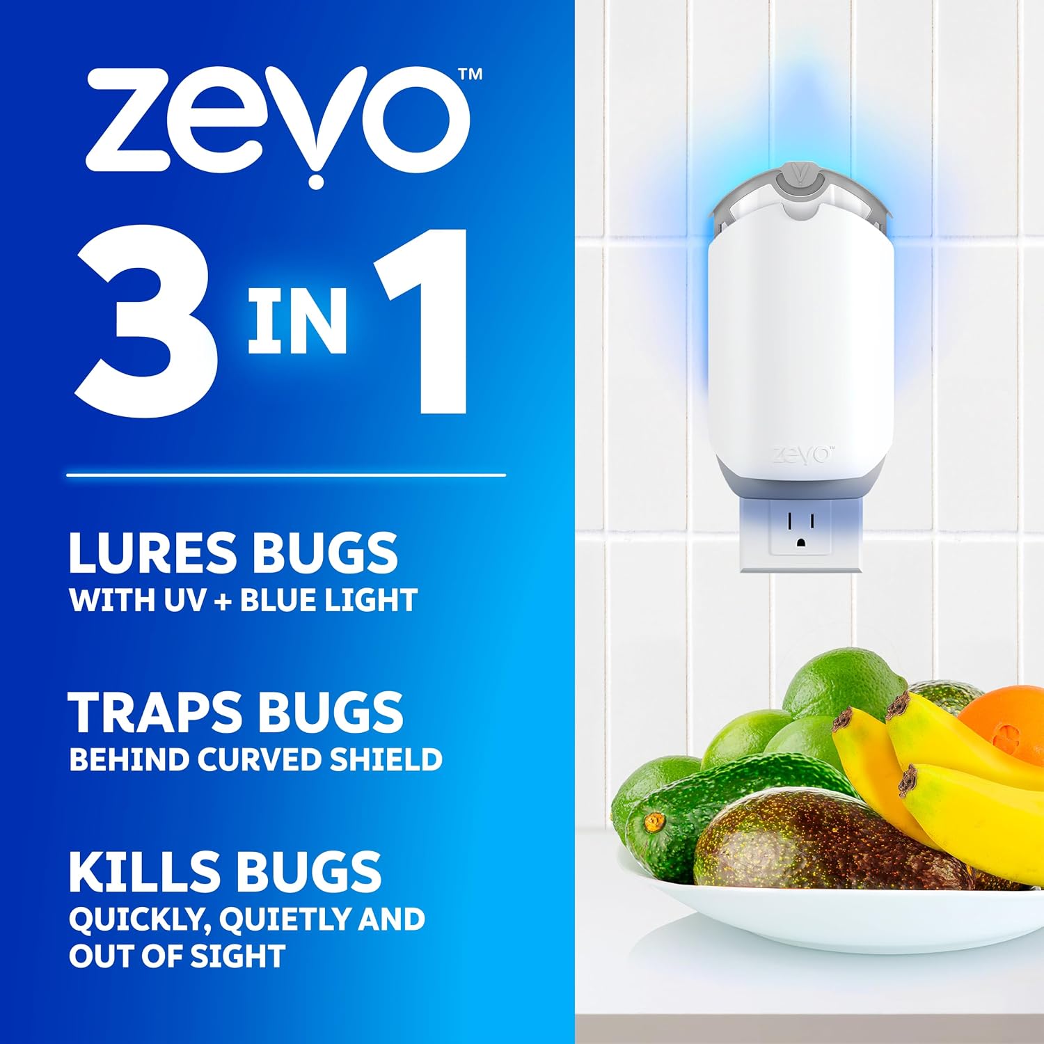 Detalle de ZEVO Flying Insect Trap: 1 Base + 1 Refills for Continuous Indoor Fly Control