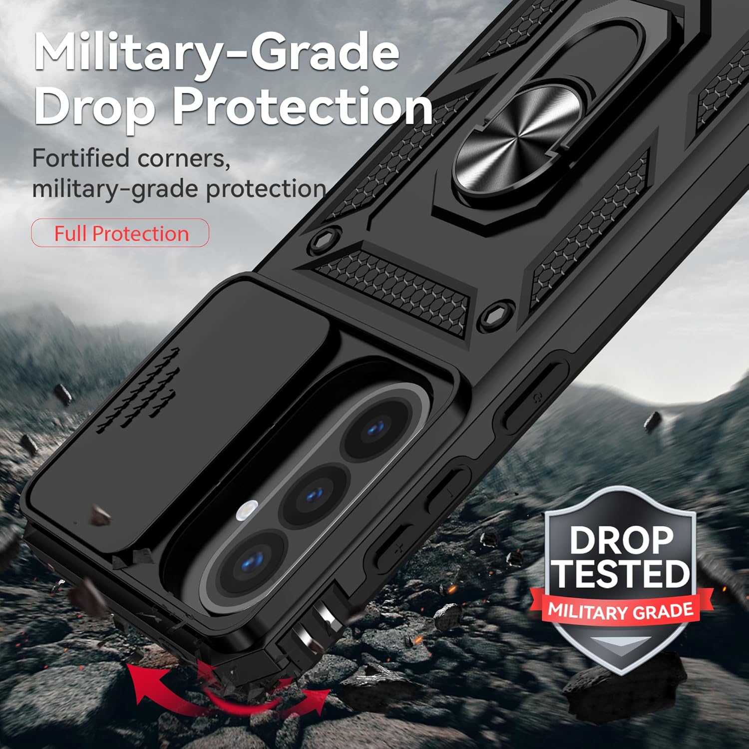 Thumbnail 5 de ANLYGOLD Coque Galaxy A57 5G avec 2 Verre Trempé et Couvercle Coulissant de Caméra – Protection renforcée et Support 360°