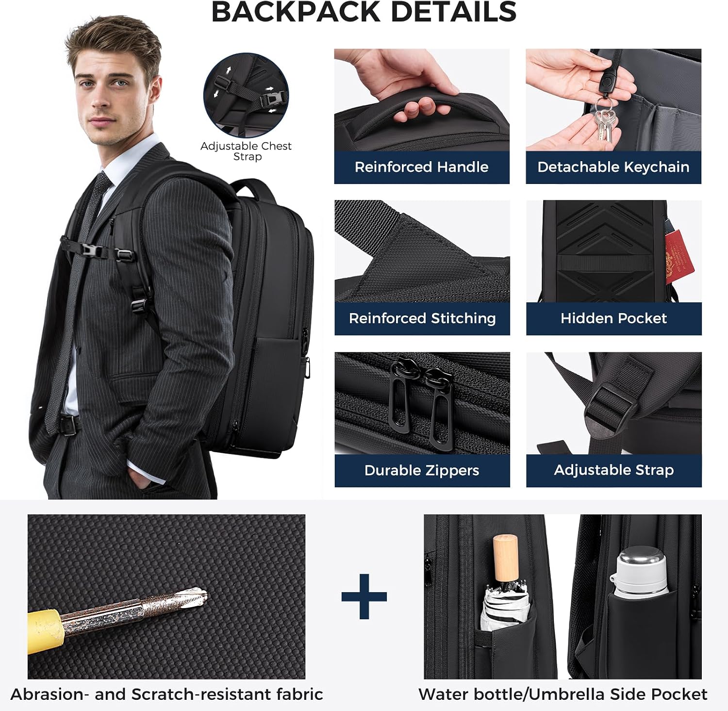 Thumbnail 6 de Fenree.geer Expandable Laptop Backpack: 21.6–32.4L Travel Rucksack with USB Ports