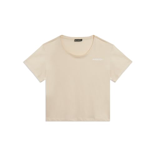 Detalle de FREDDY T-Shirt Cropped Manica Corta con Logo Piccolo – Donna, Bianco, Small
