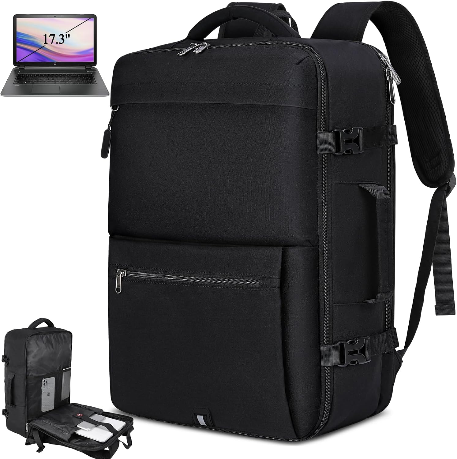 Detalle de IGOLUMON Rucksack Herren großer Laptop 17,3 Zoll – 40L, TSA-Check & Wasserdicht