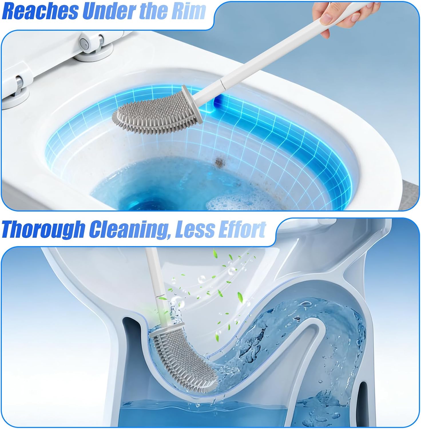 Thumbnail 2 de Canvint Klobürste Silikon – Flexible WC-Bürste, Wandmontage oder Stehend, 2-teiliges Set, Belüftet & Schnell Trocknend