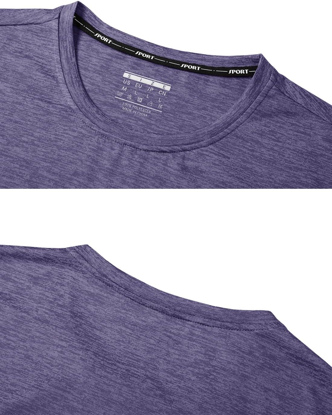 Detalle de KEFITEVD ladies short sleeve sport top with quick-dry polyester and reflective trims