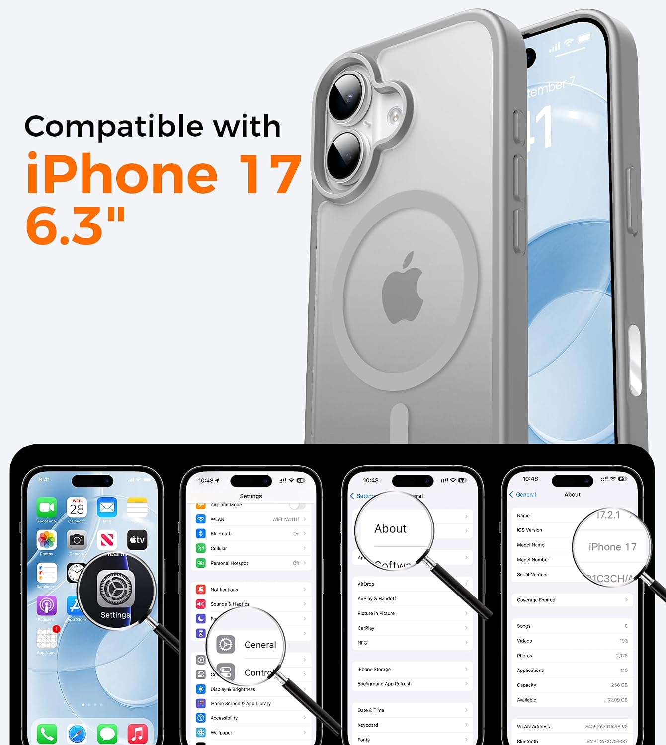 Detalle 2 de Guisessy iPhone 17, coque MagSafe 3 en 1