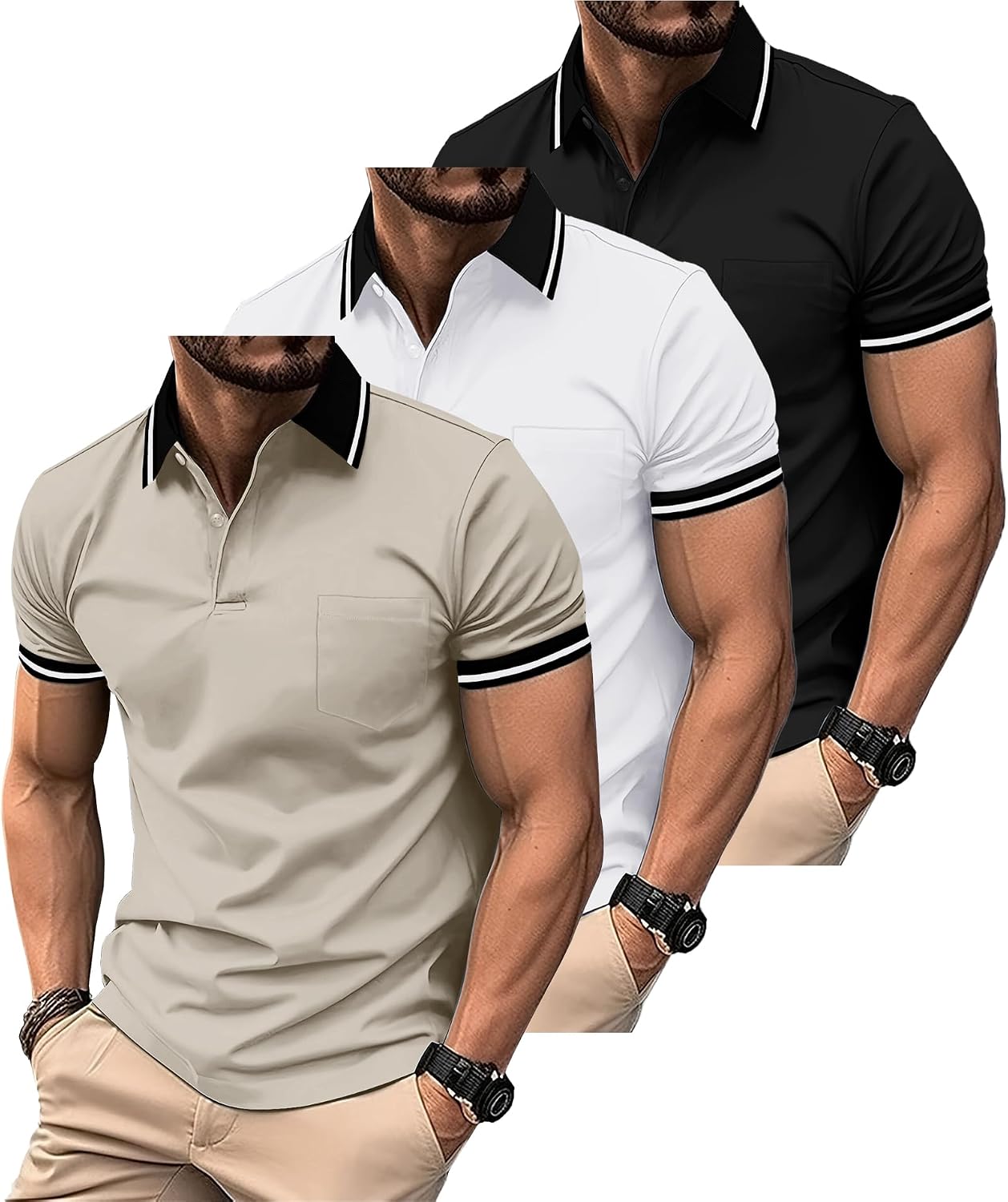 Thumbnail 6 de SwissWell 3 Pack Men’s Polo Shirts Short Sleeve – Breathable, Flexible and Easy Care