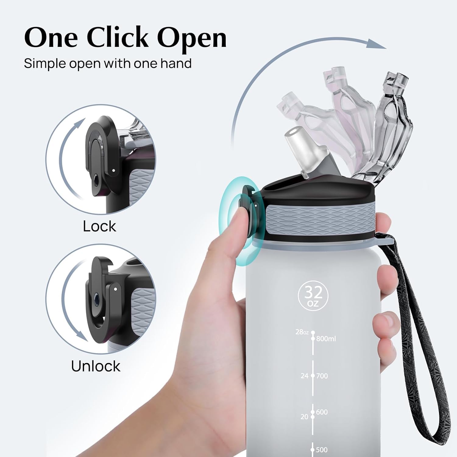 Detalle 2 de NAVTUE 1L sports water bottle with straw 🚰