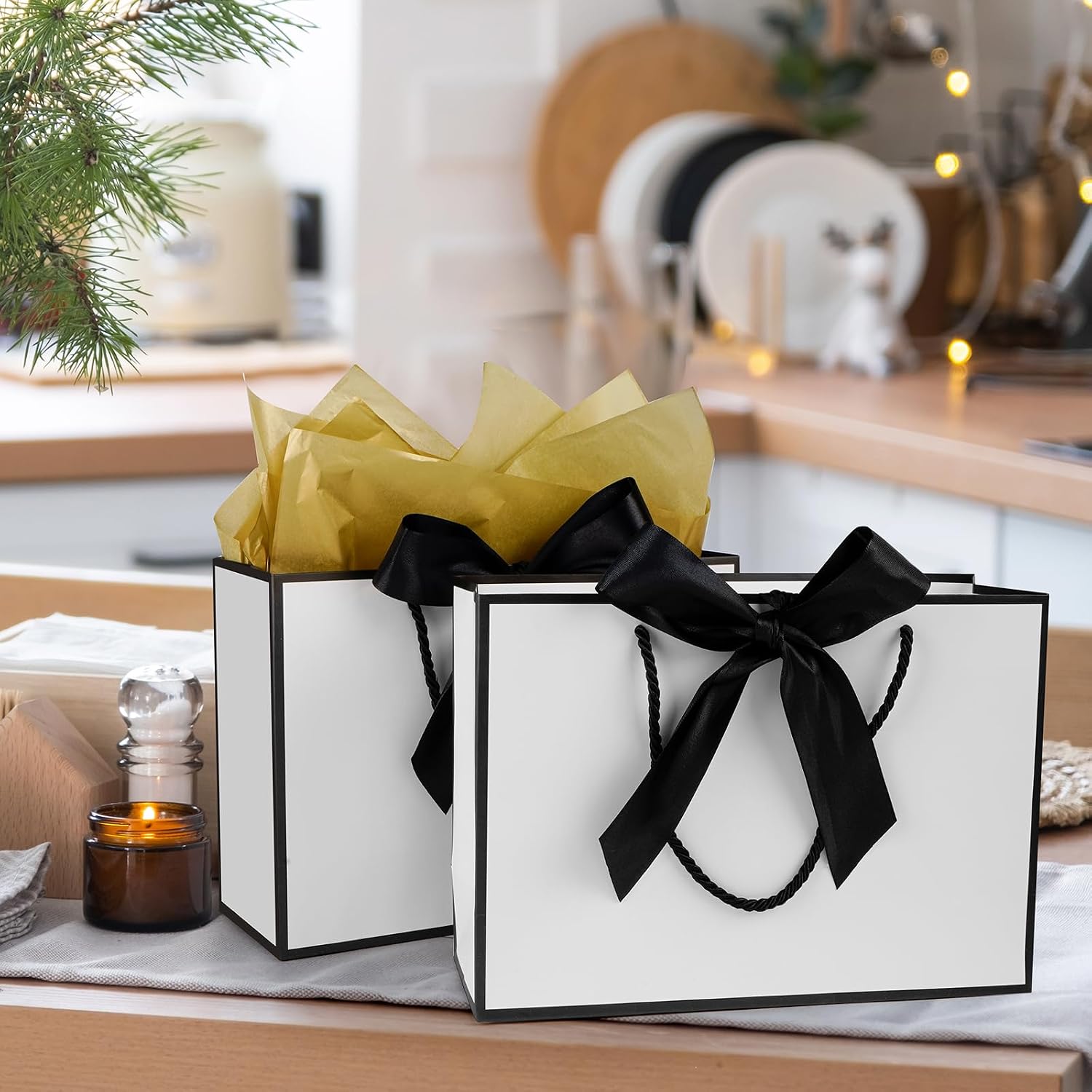 Thumbnail 5 de Mifferer Geschenktüten-Set (2 Papier-Tüten mit Griffen, 2 Karten & Seidenpapier) für Frauen, Mädchen & Brautjungfern