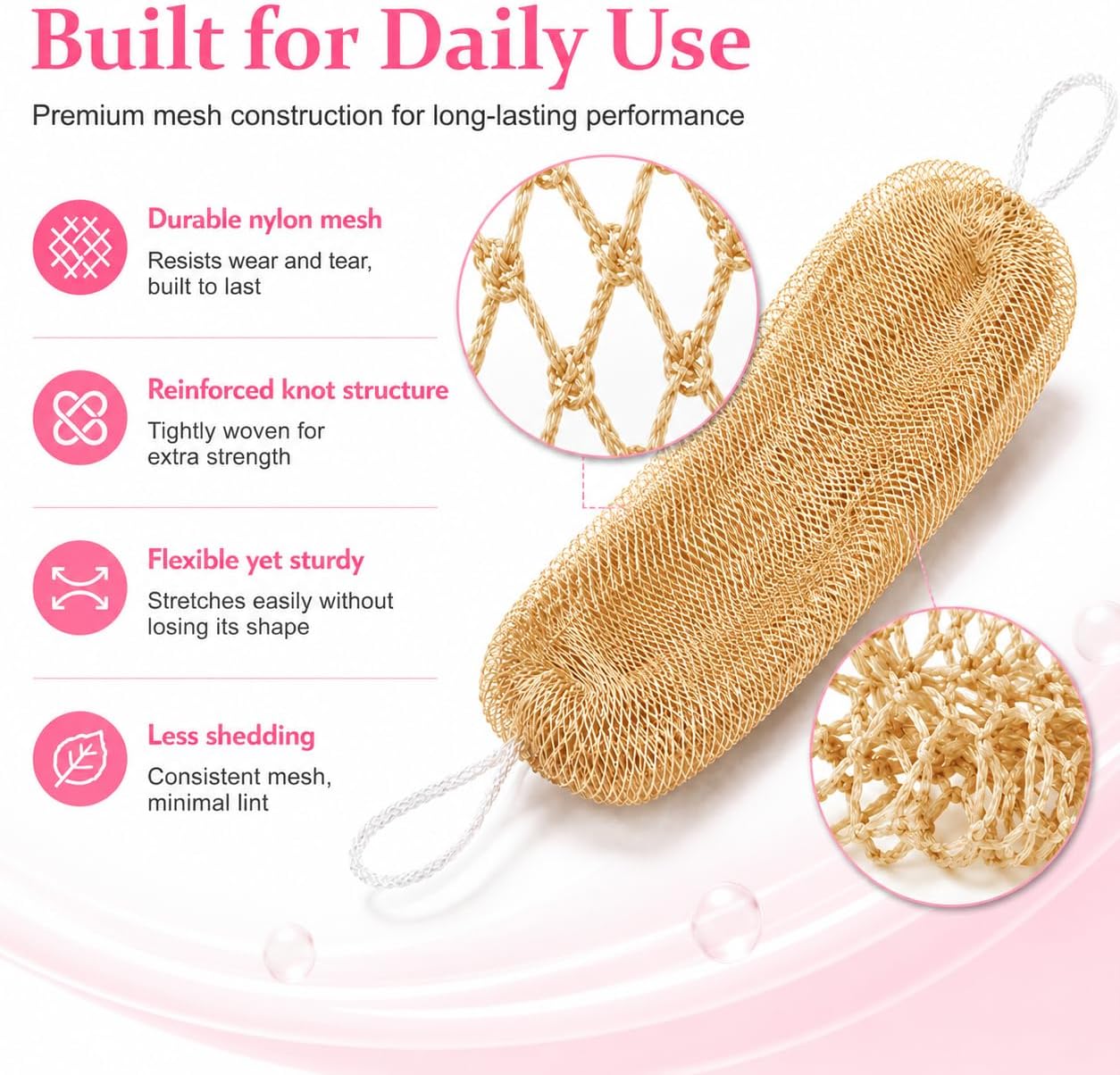 Thumbnail 3 de Starhot African Net Sponge Authentic with Knots (Golden) – Long Quick-Dry Exfoliating Body Scrubber
