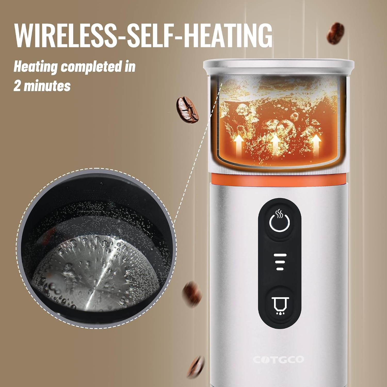 Detalle 2 de COTGCO Cafetera Portátil 12V para Viajar 🚗 - Espresso en Ruta