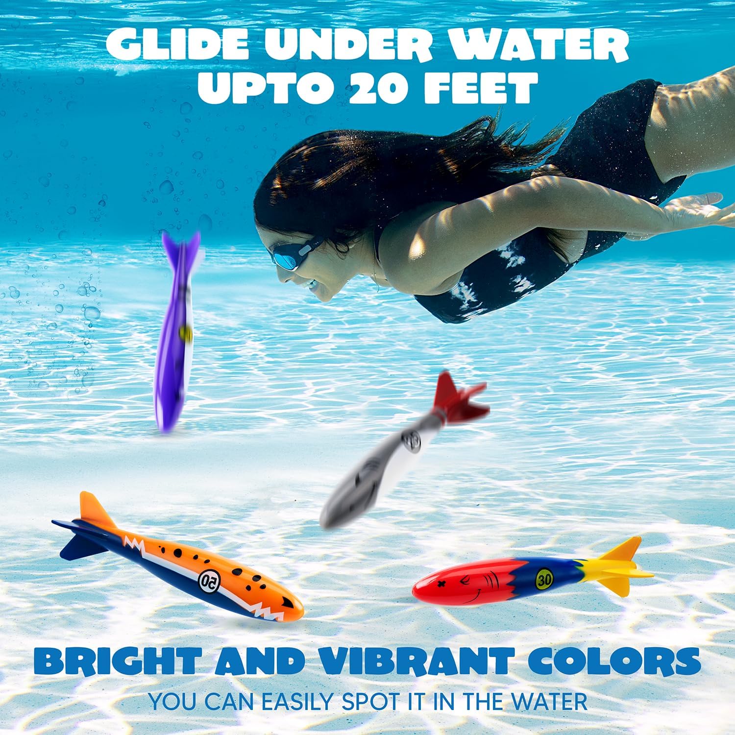 Thumbnail 2 de JOYIN 8 Pack Shark Underwater Diving Pool Toys (8-colour set)