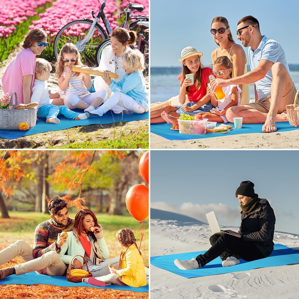 Thumbnail 6 de Ainiv Picnic Blanket, Mini Pocket Beach Mat 200 x 210 cm (5-8 People) – Foldable, Lightweight Waterproof Sand Free