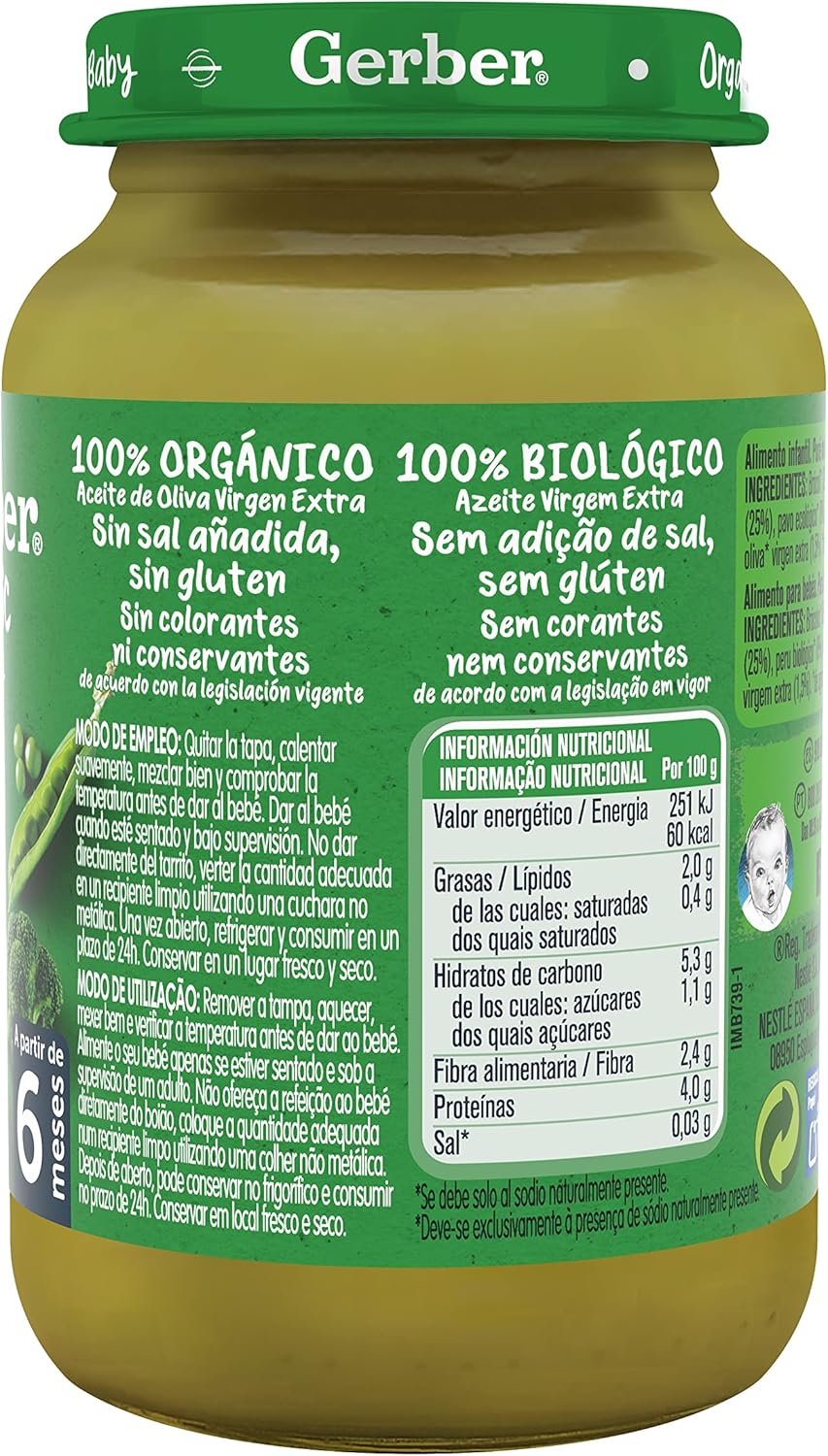 Thumbnail 3 de Gerber Organic Tarritos de Pavo, Brócoli y Guisantes, 6x190g 🥦