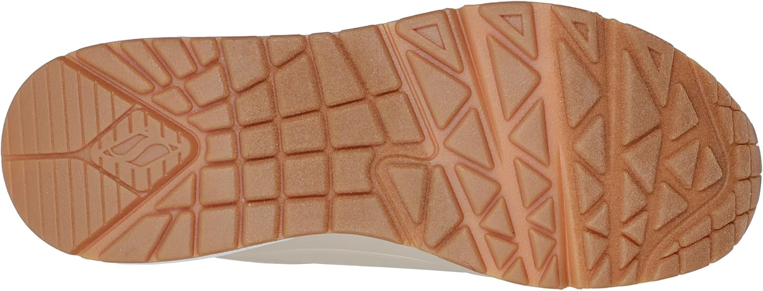 Detalle de Skechers Uno - Shimmer Away para mujer (Natural, talla 38 EU): zapatillas con tacto acolchado y ribete metálico