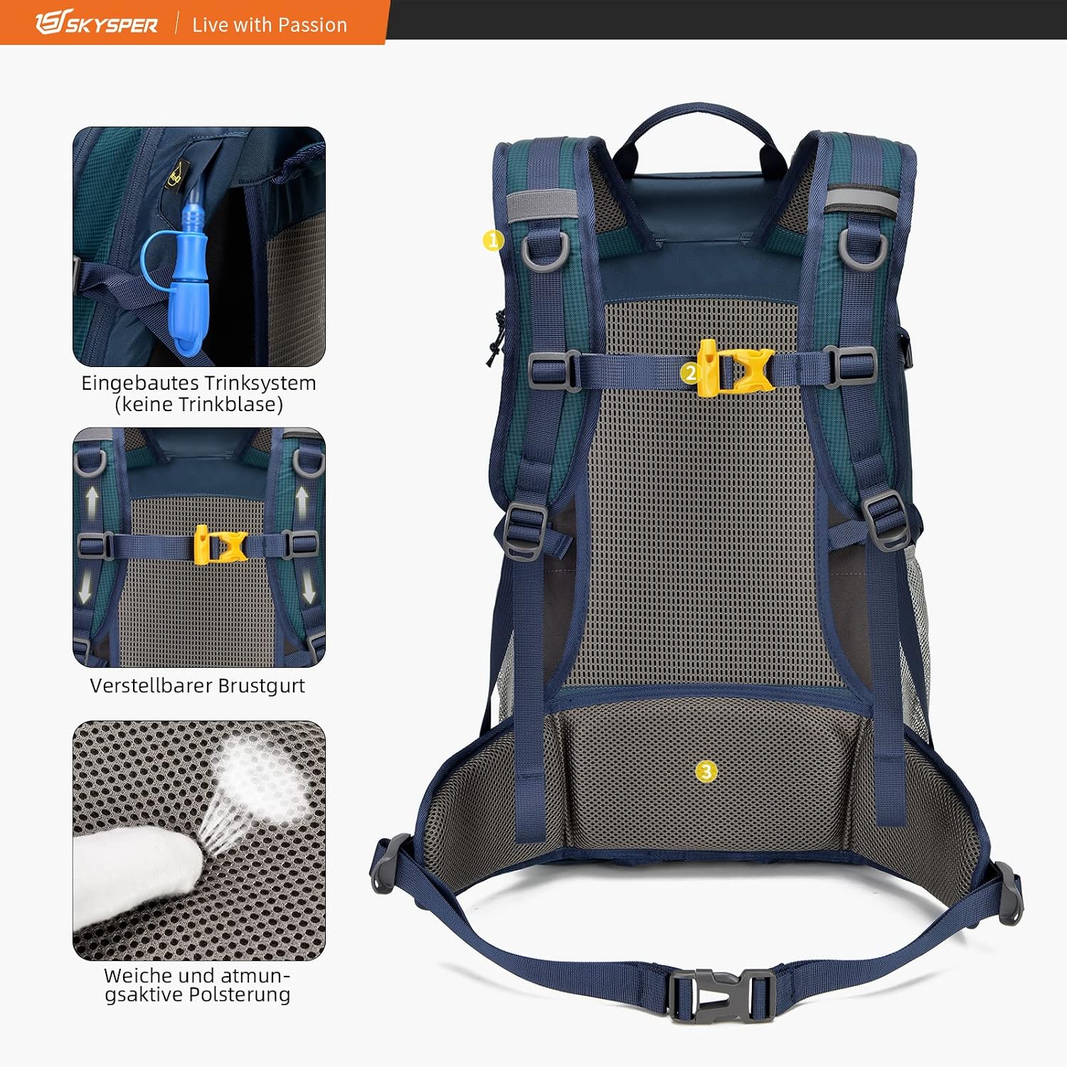 Detalle 1 de Zaino trekking SKYSPER 30L per hiking