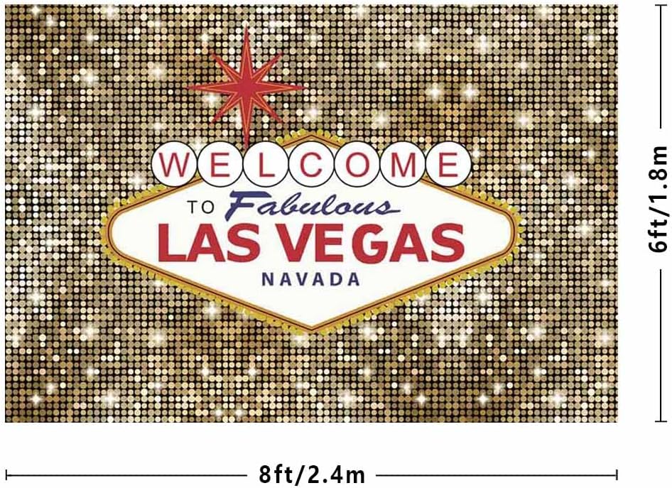 Detalle de MEHOFOND 8x6ft Las Vegas Sequin Photo Backdrop