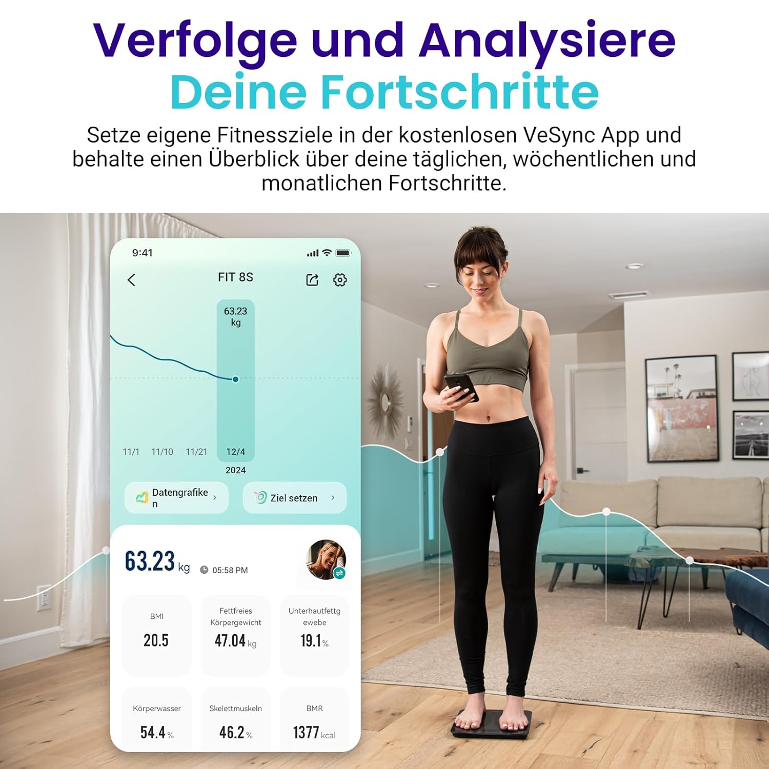 Detalle 2 de Etekcity Personenwaage 180 kg — Körperfettwaage