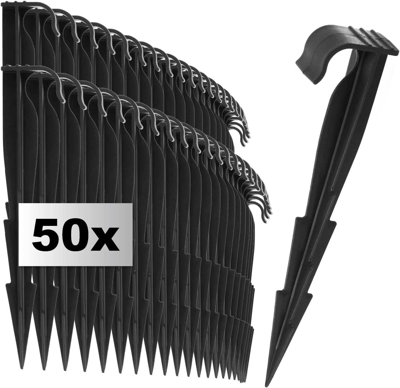 com-four® 50x ganci di fissaggio per tubi di irrigazione – picchetti di plastica per esterno