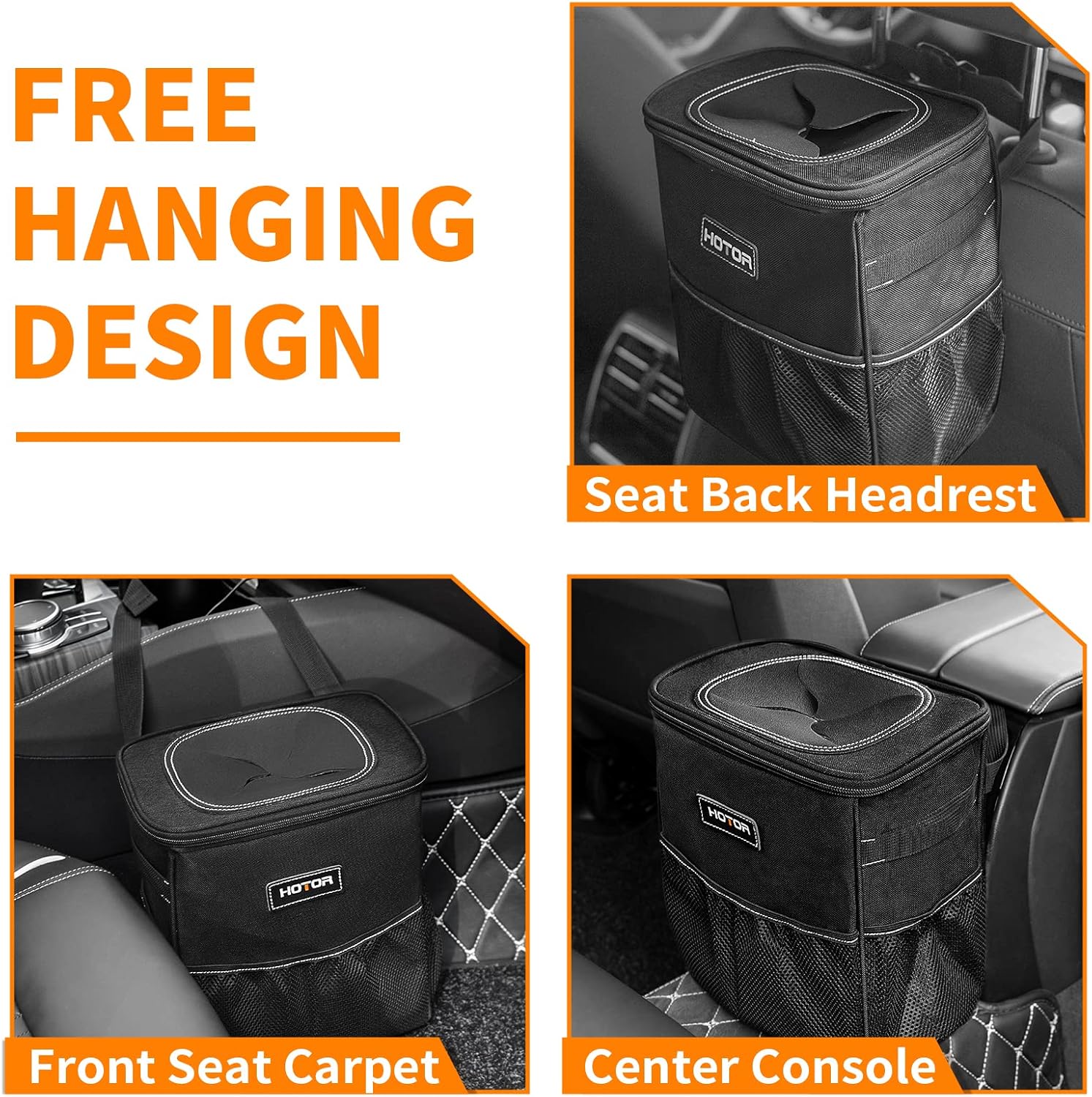 Detalle de HOTOR Car Bin foldable leak-proof car rubbish bin