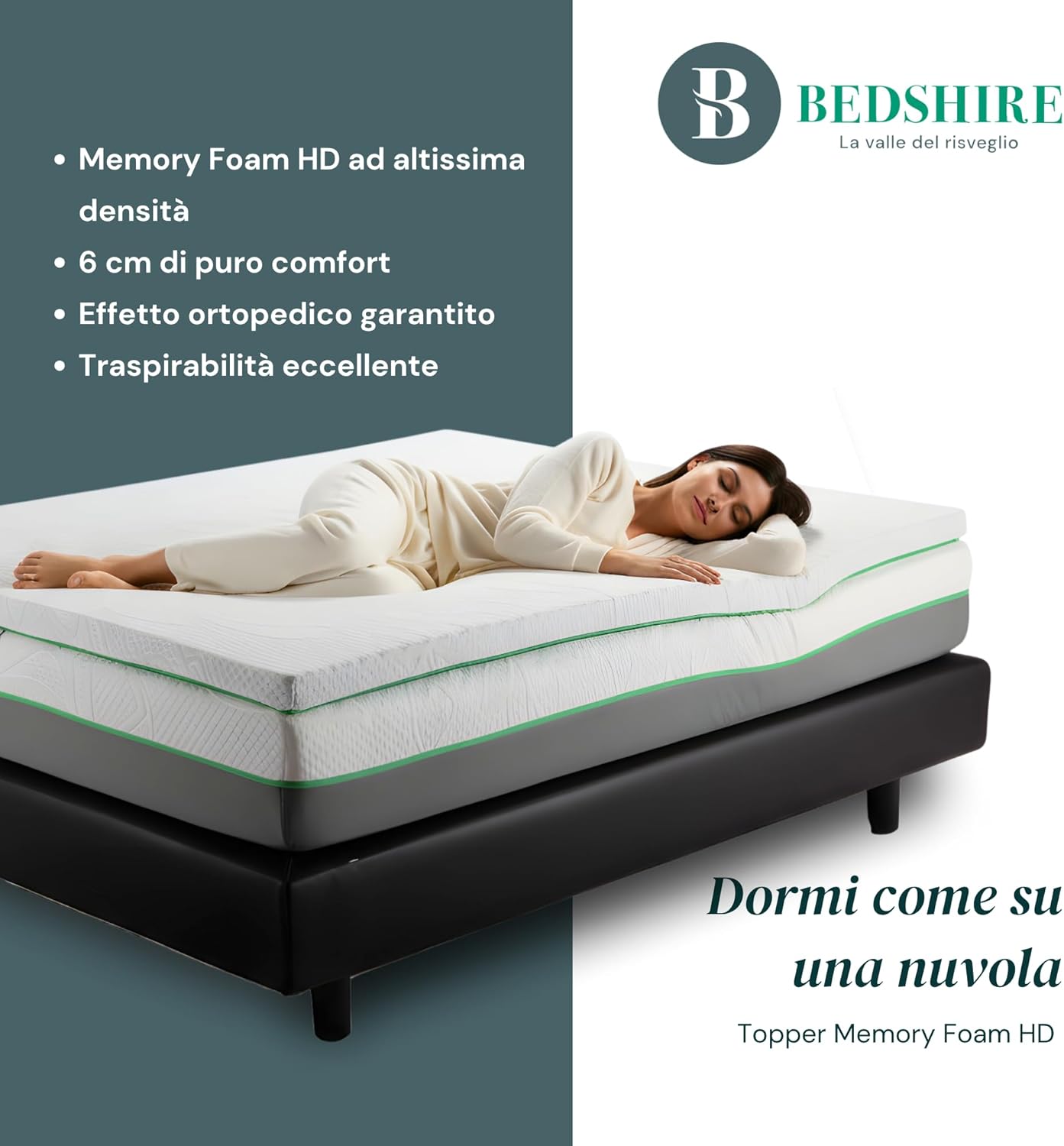 Thumbnail 1 de Bedshire Topper Matrimoniale 160x190 – Memory Foam HD 6 cm, Made in Italy