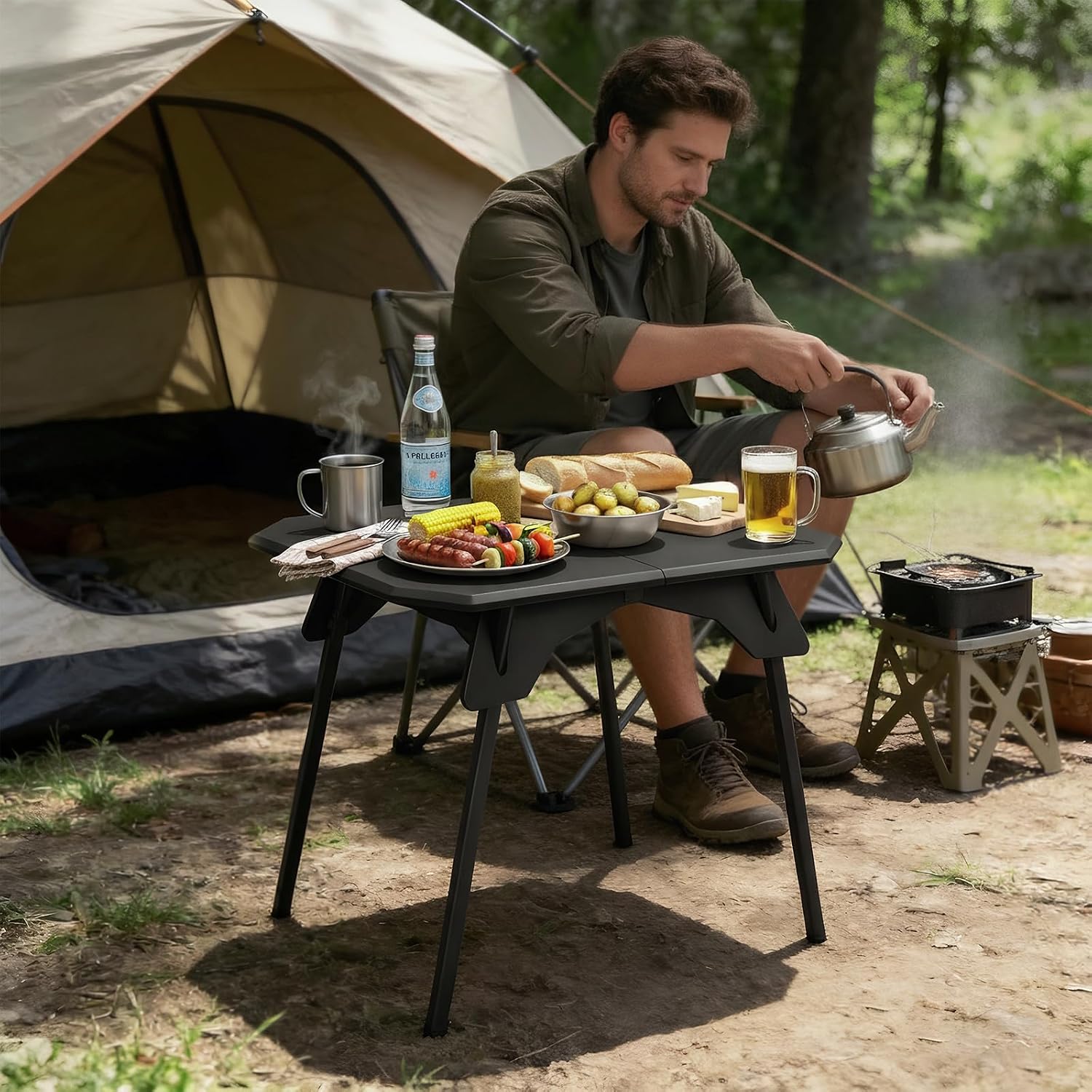 Thumbnail 3 de ELEOPTION Folding Camping Table with Aluminium Legs
