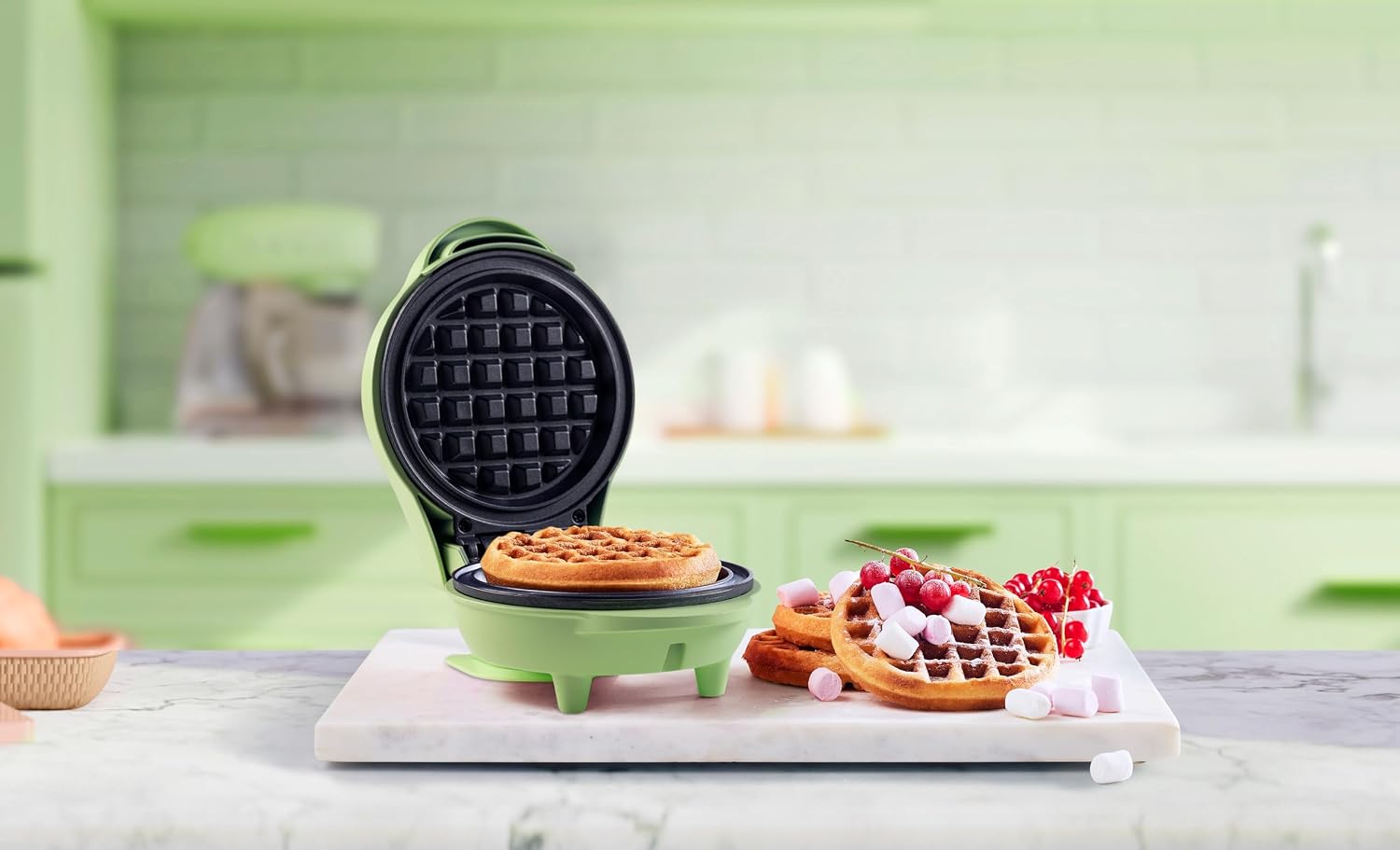 Thumbnail 4 de Bestron Mini-Waffeleisen AMW500G Mint Matt – kompakt, antihaftbeschichtet, geeignet für Kindergeburtstage & Festlichkeiten