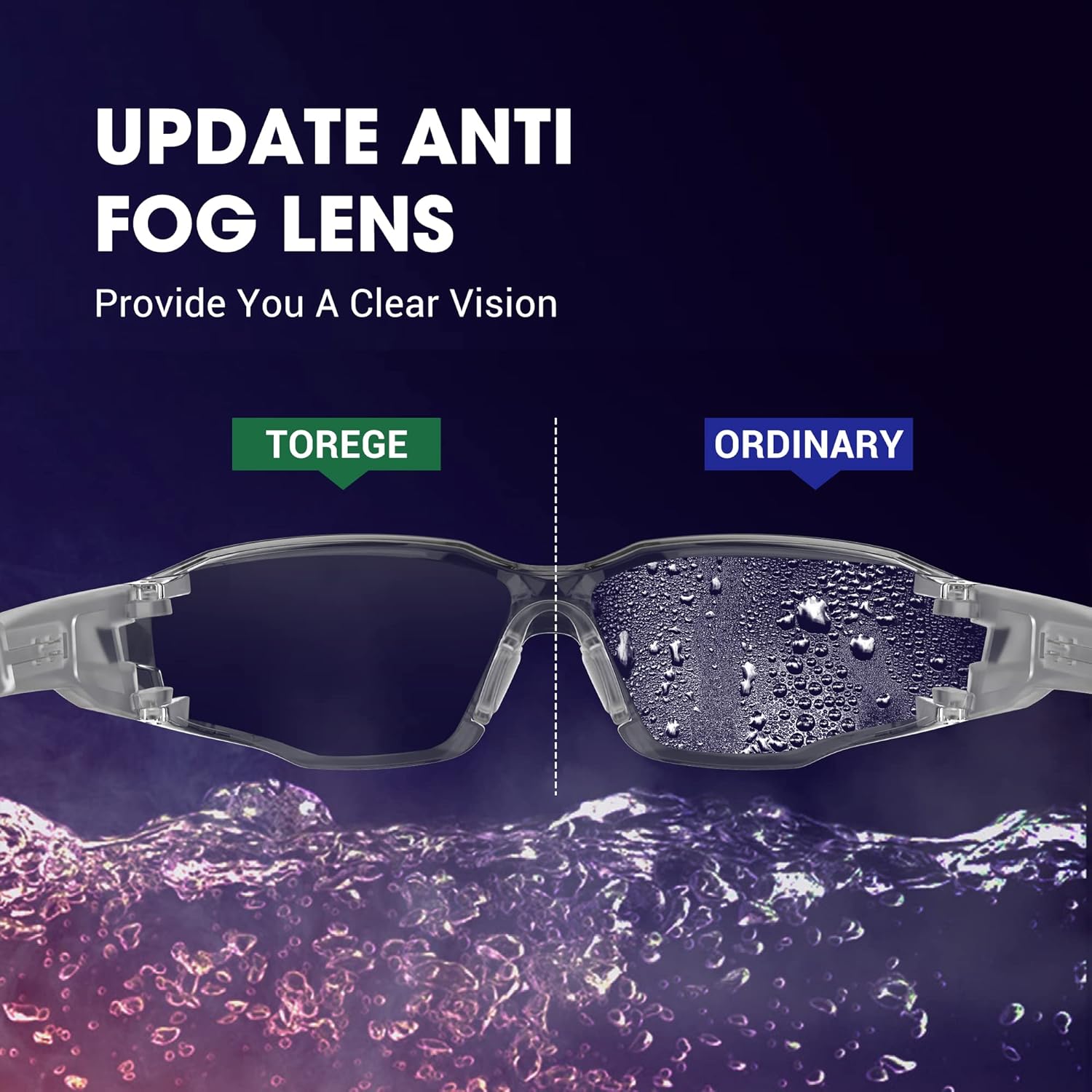 Thumbnail 6 de TOREGE Occhiali protettivi trasparenti con nasello regolabile, antiappannamento e antigraffio (ANSI Z87)