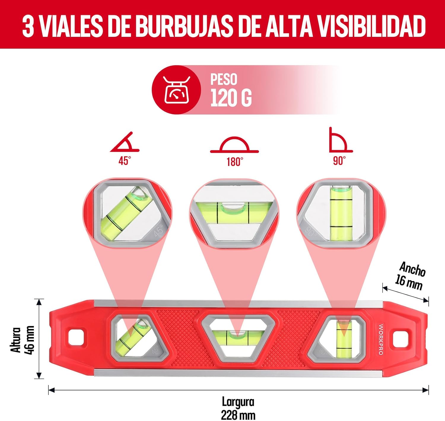 Thumbnail 1 de WORKPRO Nivel de Burbuja Magnético 23 cm