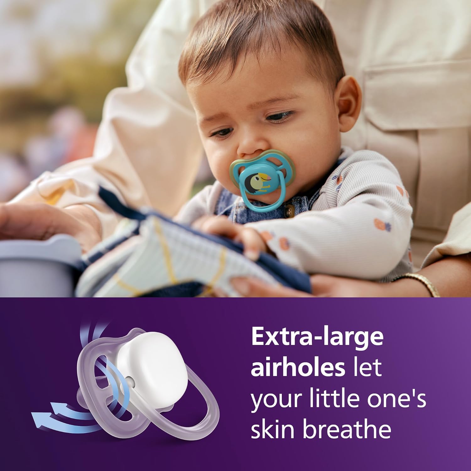 Detalle de Philips Avent Ultra Air Day & Night Soothers (6–18m) with Glow-in-the-Dark Cap – 4 Pack