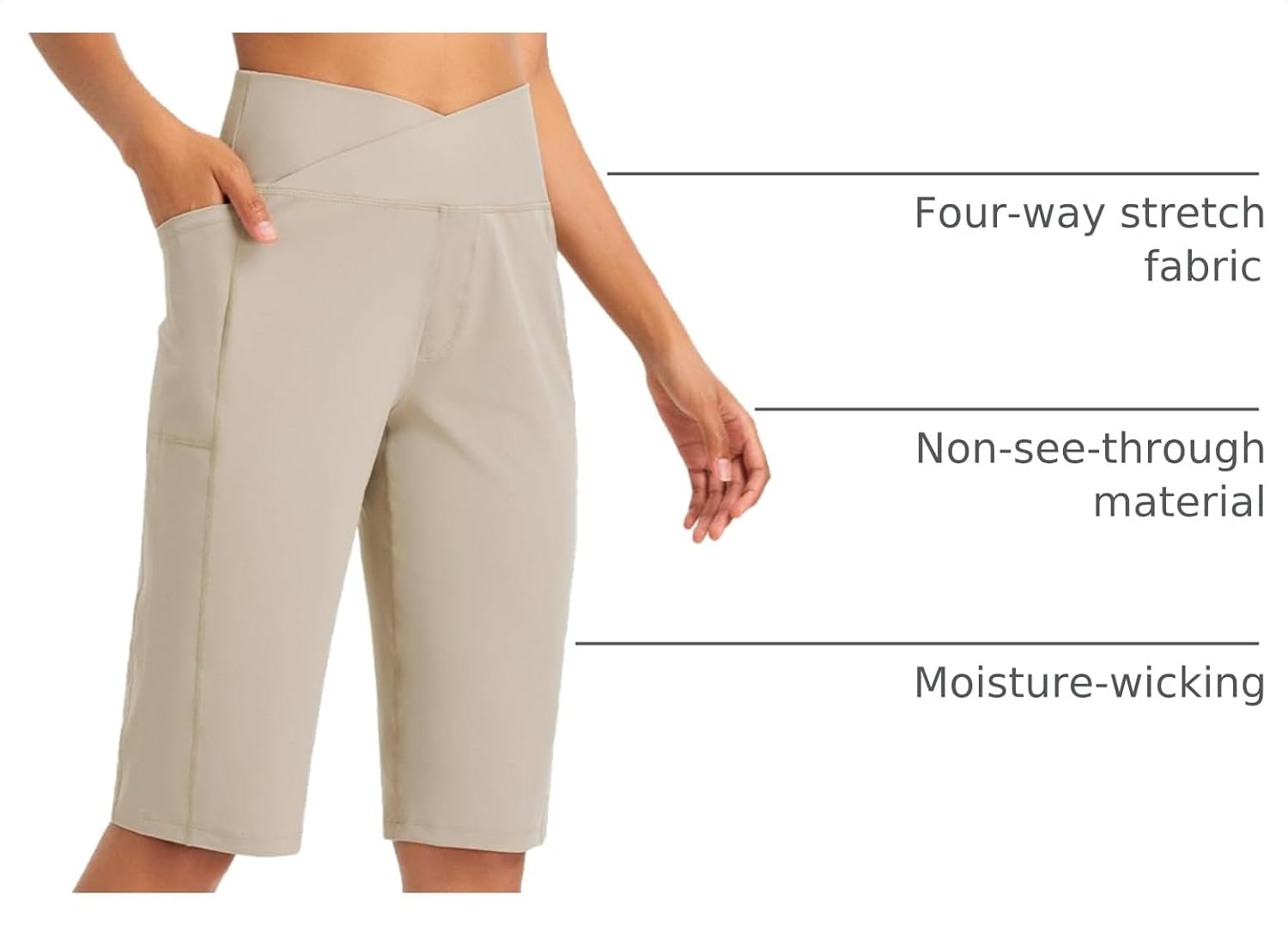 Thumbnail 3 de baleaf Women’s Bermuda Long Shorts (14" Knee Length) with Pockets, High-Waisted Athletic Capris