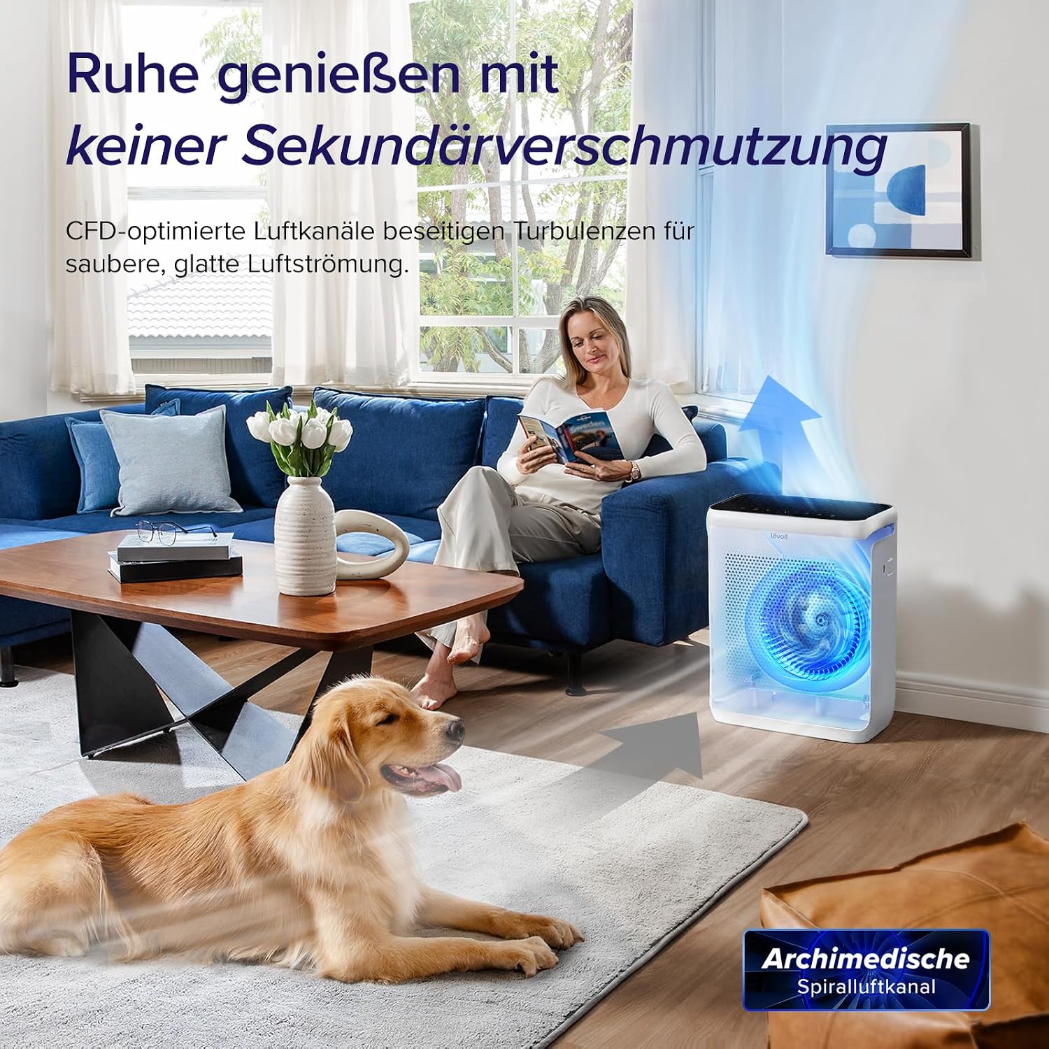 Detalle 2 de Levoit Luftreiniger Allergiker mit Tiermodus – bis zu 87 m², HEPA 99,97%, VeSync App, Alexa/Google Assistant