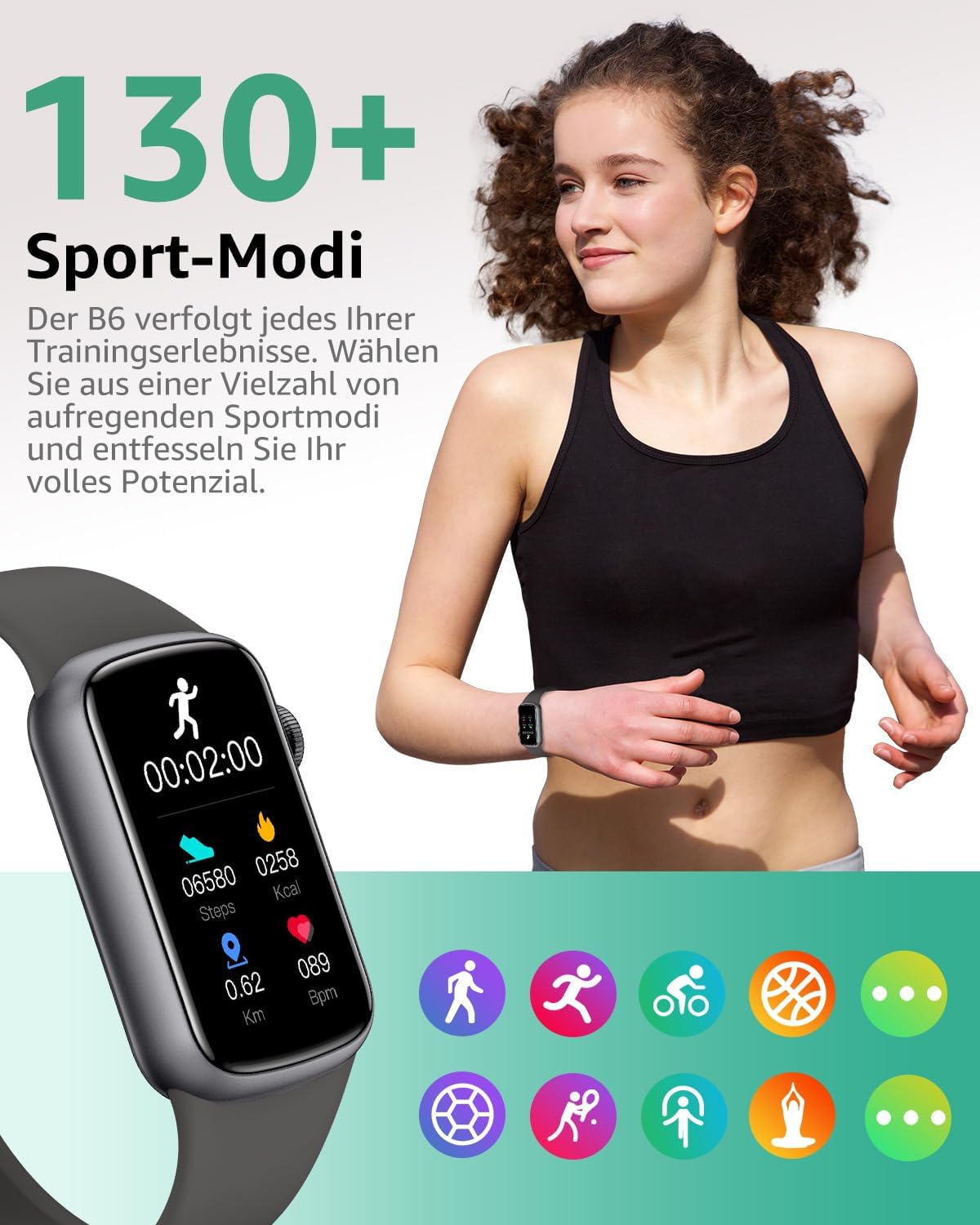 Thumbnail 2 de BUTFORFIT Fitness Tracker – 1,47 Zoll HD-Display, 130+ Modi, IP68 Wasserdicht, Schlafmonitor & mehr