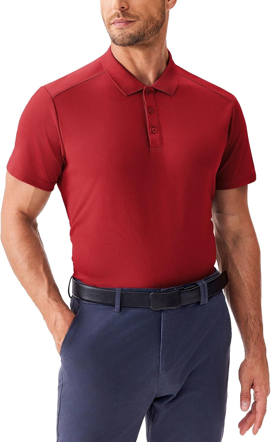 Detalle de PINSPARK Men's Golf Polo Shirts: Moisture-Wicking Quick-Dry Slim Fit