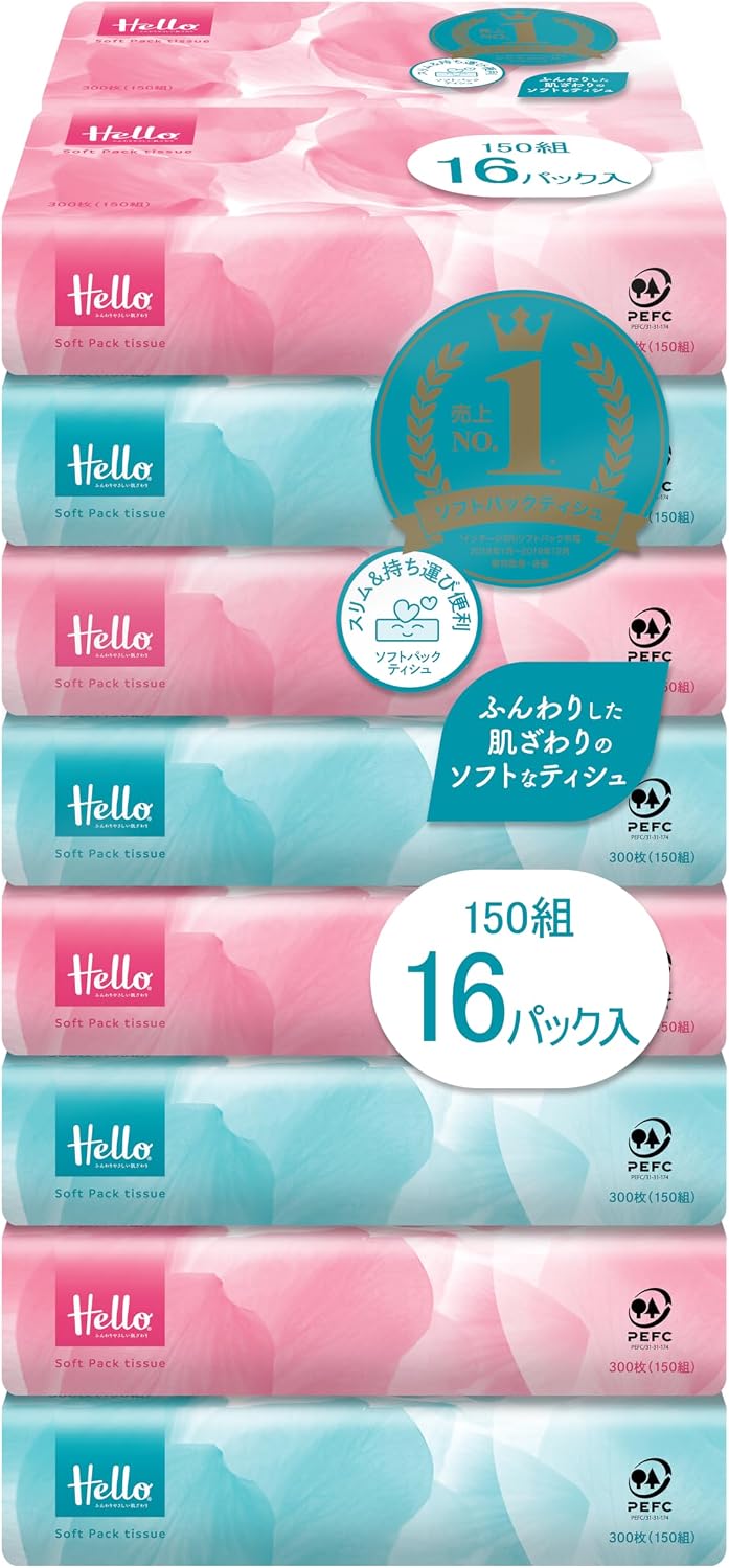 Detalle 2 de ハロー 5215 ソフトパックティッシュペーパー 150組・16個入り×6パック
