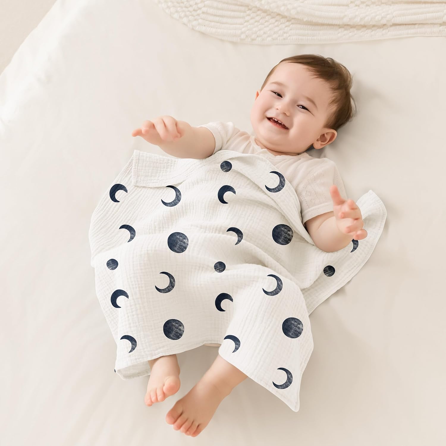 Thumbnail 3 de Susurration Mulltücher Baby Spucktücher im 5er-Set, 100% Baumwolle Musselin 60 x 60 cm (Blauer Druck)