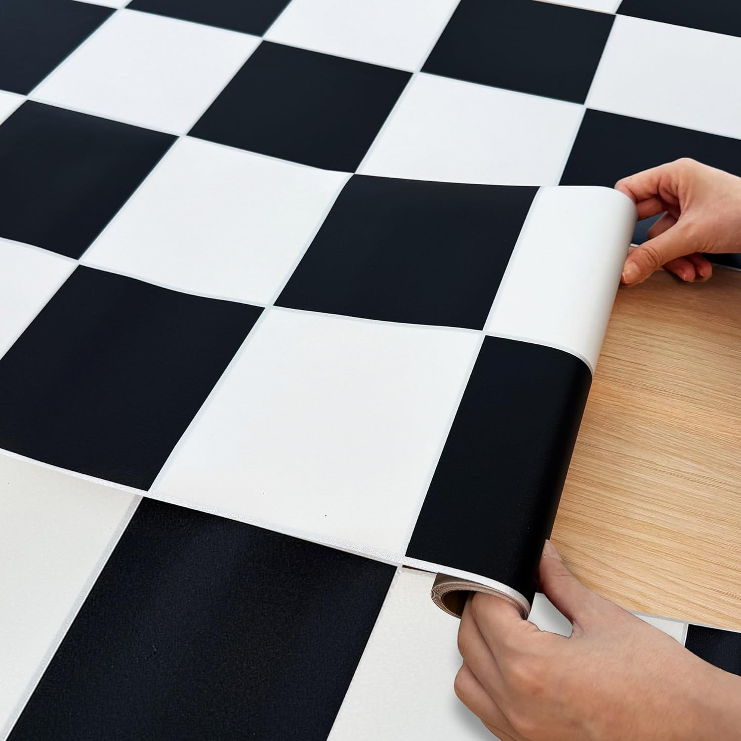 Detalle de Vinyl Flooring Roll 30cm x 5m: Laminate Black and White Marble Peel & Stick