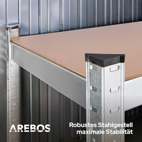 Thumbnail 6 de Arebos Schwerlastregal-Set 180 x 90 x 40 cm – 875 kg Tragkraft, verzinkt, 5 verstellbare MDF-Böden
