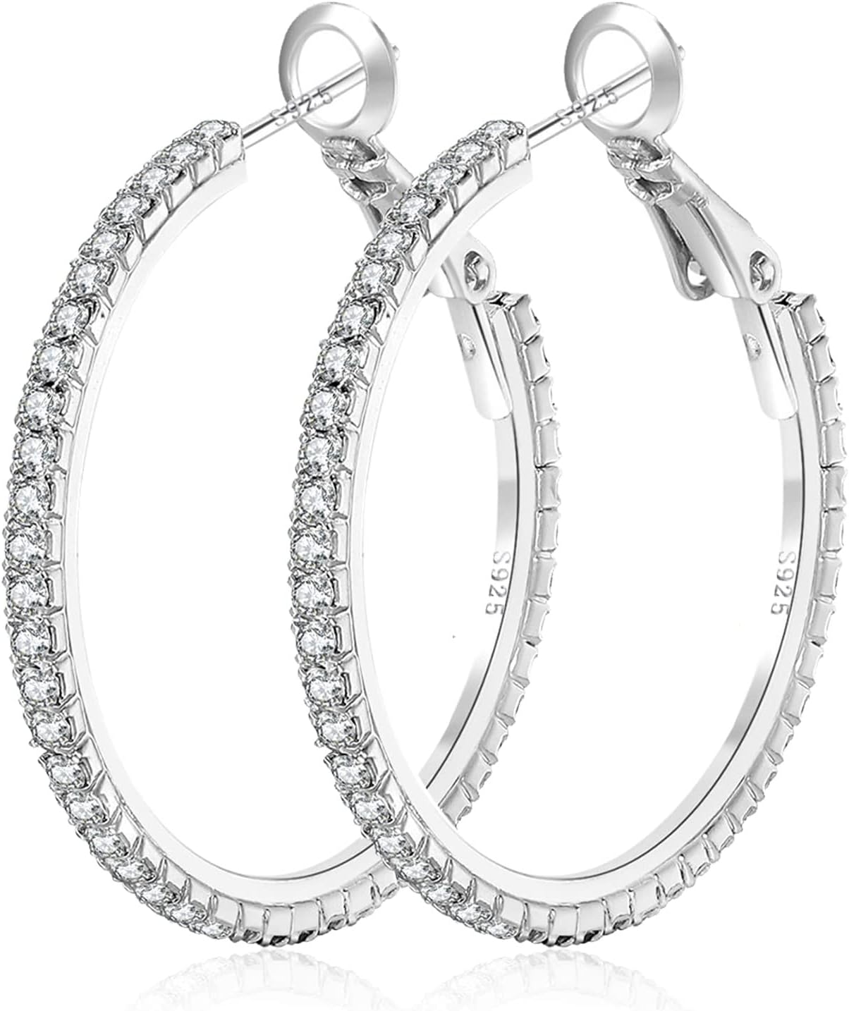 Detalle de MOROTOLE 14K Gold Strass Creolen mit funkelnden Steinen – große bis kleinere Hoop-Ohrringe für Damen & Mädchen