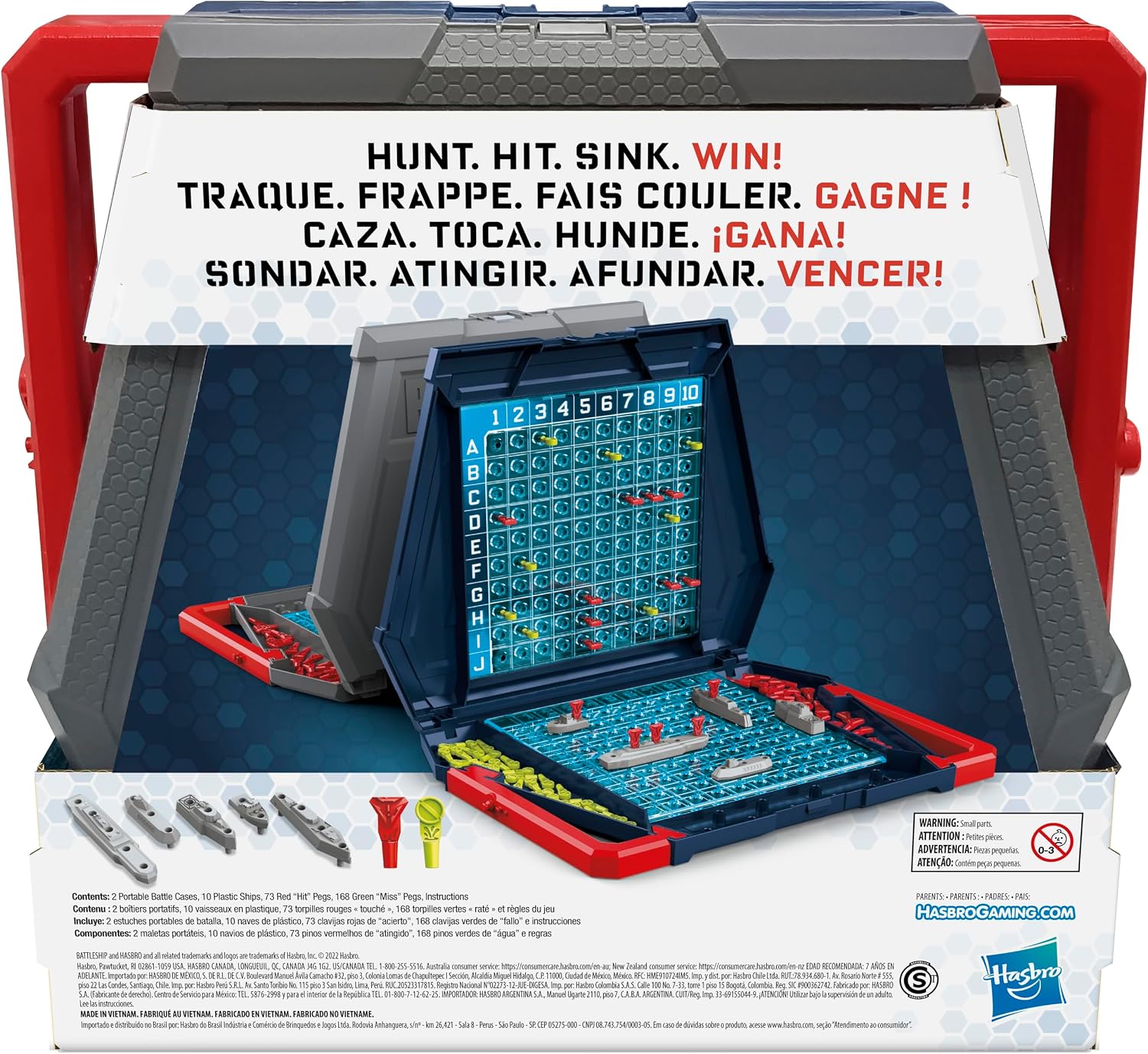 Detalle de Hasbro Gaming Battleship Classic 2人用戦略ボードゲーム、持ち運びやすくサルボ機能を搭載