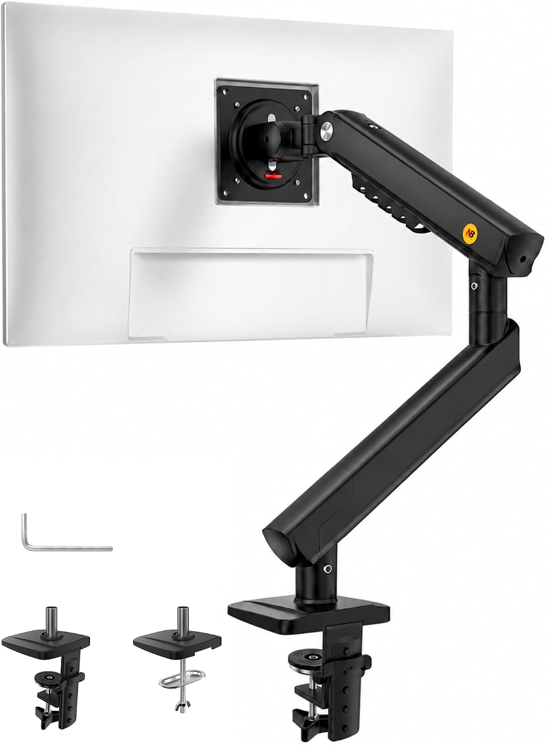 Detalle de NB Ergonomic Monitor Arm for 17–32 inch Displays (Up to 9 kg) with Mechanical Spring – VESA 75/100 mm, Black