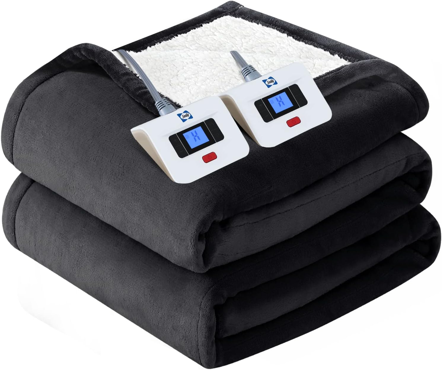 Detalle de Sealy KTHB-QATVS-K King Electric Heated Blanket, 100" x 90", Dual Controls