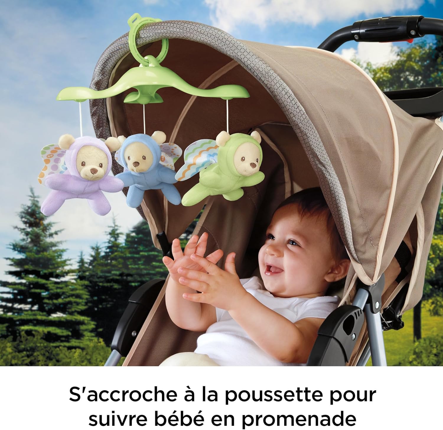 Detalle 2 de Fisher-Price Mobile Doux Rêves Papillon avec veilleuse à projection et 3 modes audio (0 à 5 mois) – CDN41