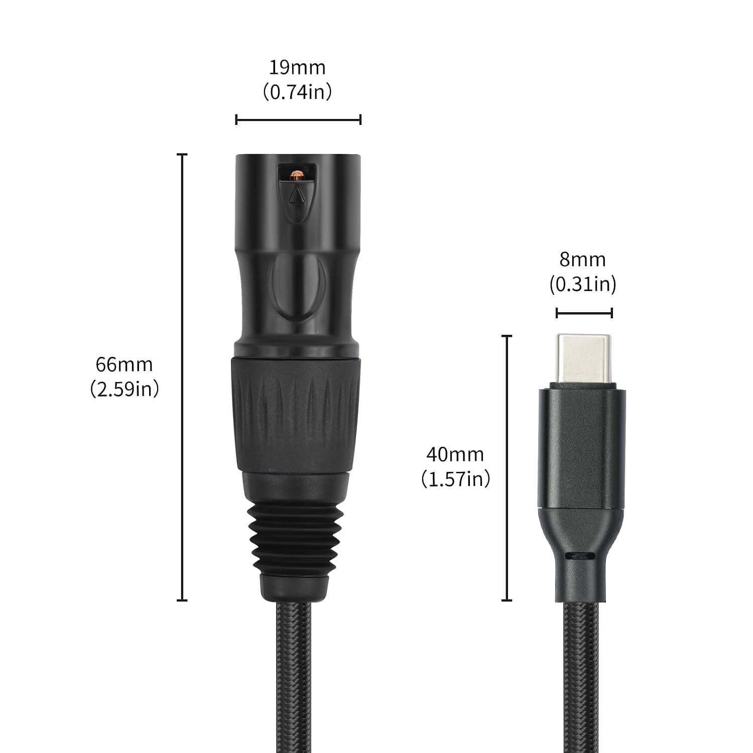 Detalle de Lrbners TY015BK-10 USB-C to XLR Male Audio Cable, Braided, 3.3 ft